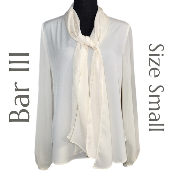 Bar III - Bow Tie Long Sleeve Blouse - Size Small - Picture 1 of 12